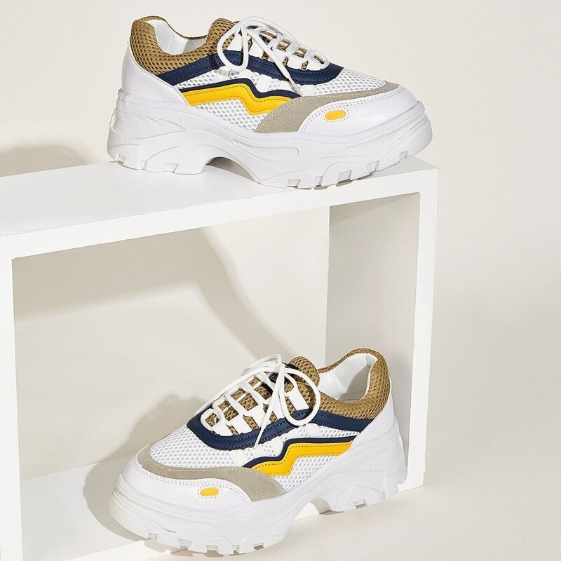 

Lace-up Front Chunky Sole Trainers, Multicolor