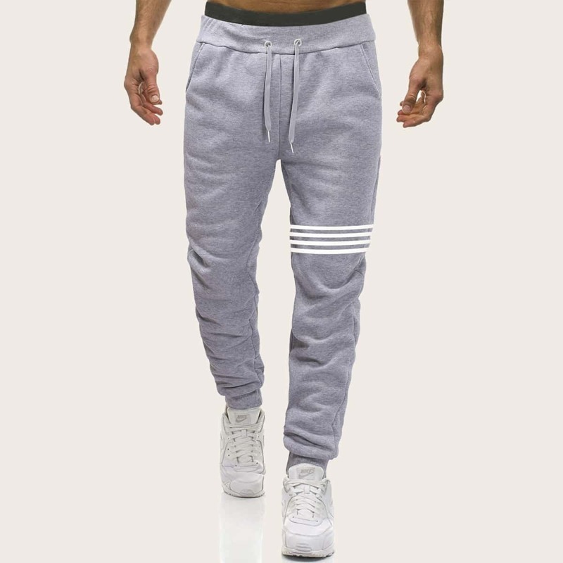 

Guys Drawstring Waist Striped Tape Sweatpants, Grey