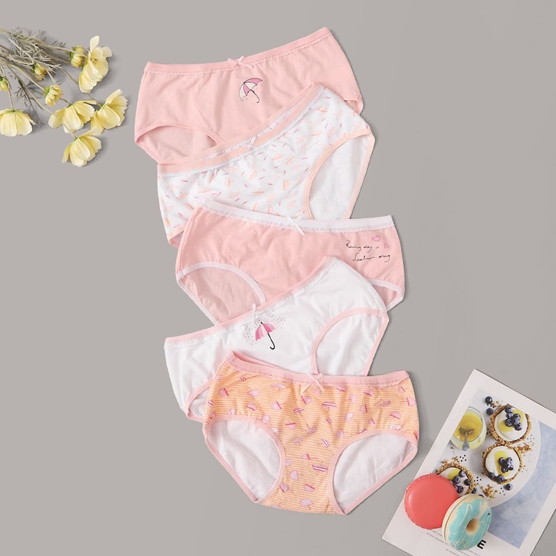 

Mixed Print Panty Set 5pack, Multicolor