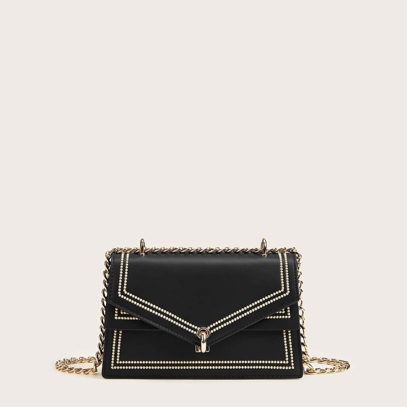 

Flap Chain Crossbody Bag, Black
