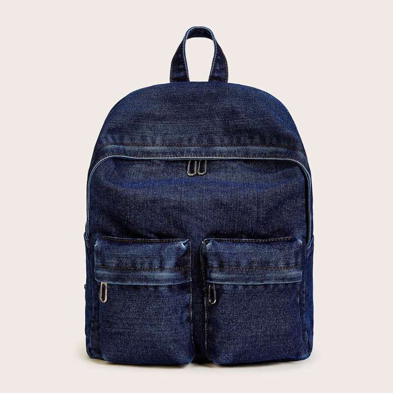 

Solid Denim Backpack, Blue