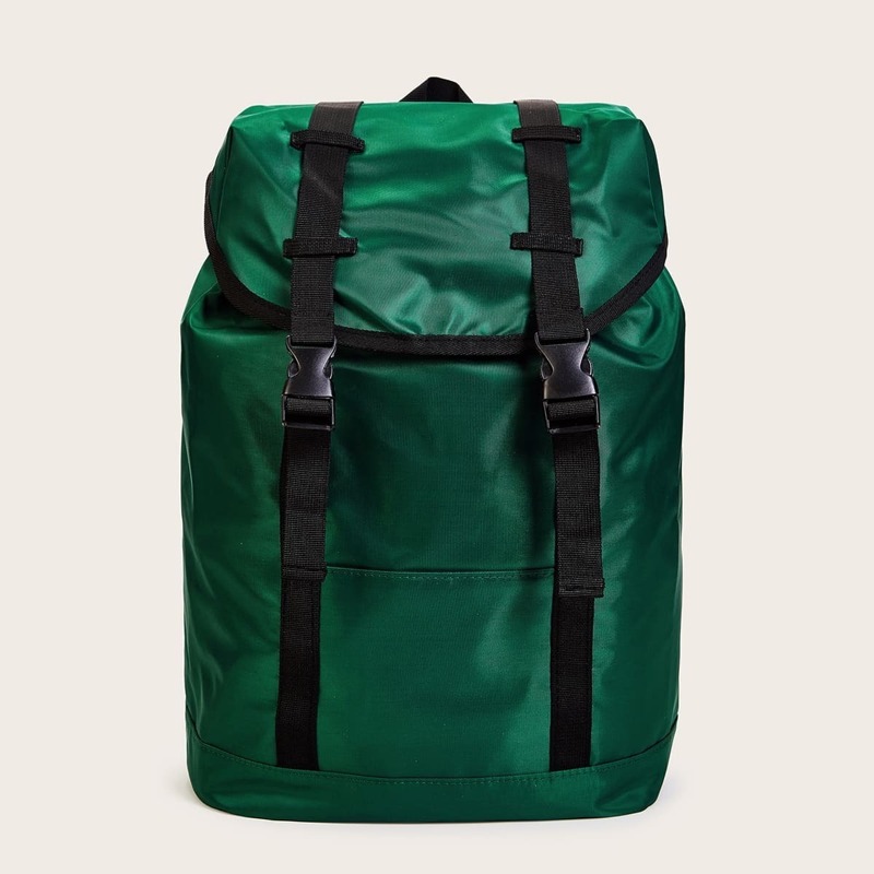 

Release Buckle Detail Oxford Drawstring Backpack, Green