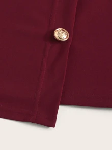 SHEIN Privé Falda cruzada con cremallera lateral con botón delantero - Burdeos - Ver 5