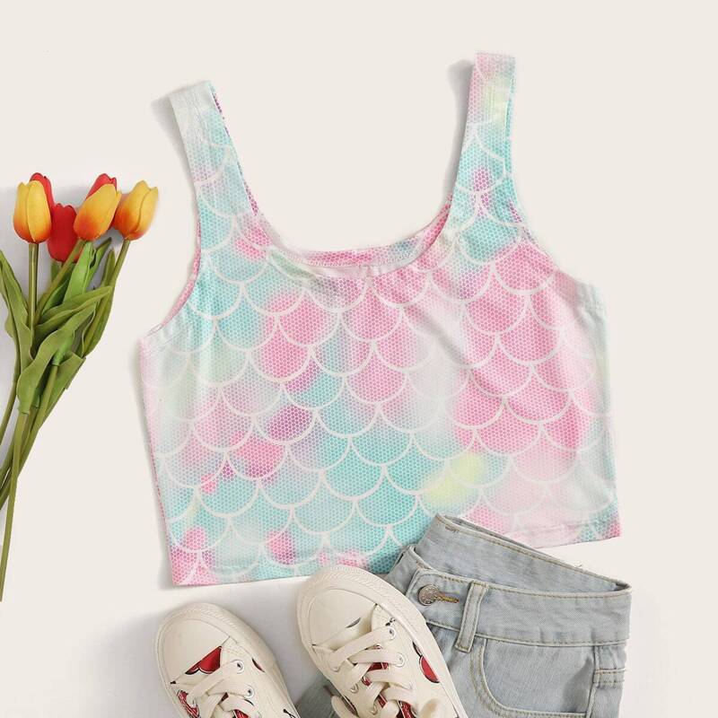 

Tie Dye Geometric Print Tank Top, Multicolor
