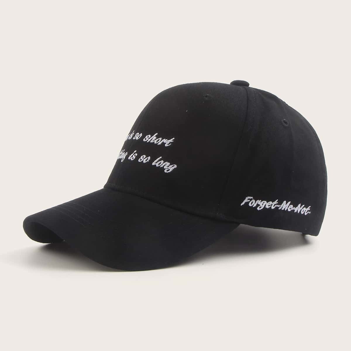 

Guys Slogan Embroidery Baseball Cap, Black
