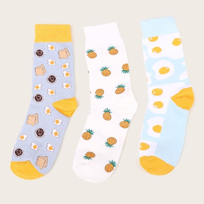 

Guys Pineapple Pattern Socks 3pairs, Multicolor