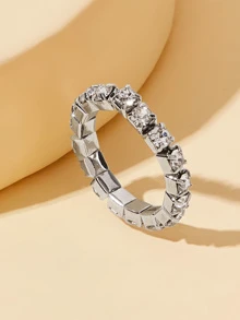 1 chiếc nhẫn trang trí đính đá 1 chiếc trang sức bằng đồng - Bạc - Xem 1