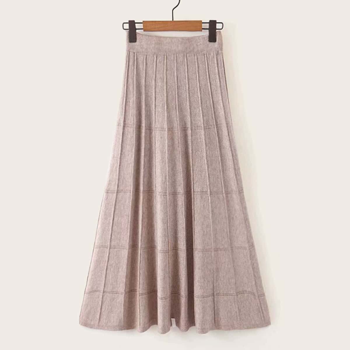 

Solid Flare Longline Sweater Skirt, Nude