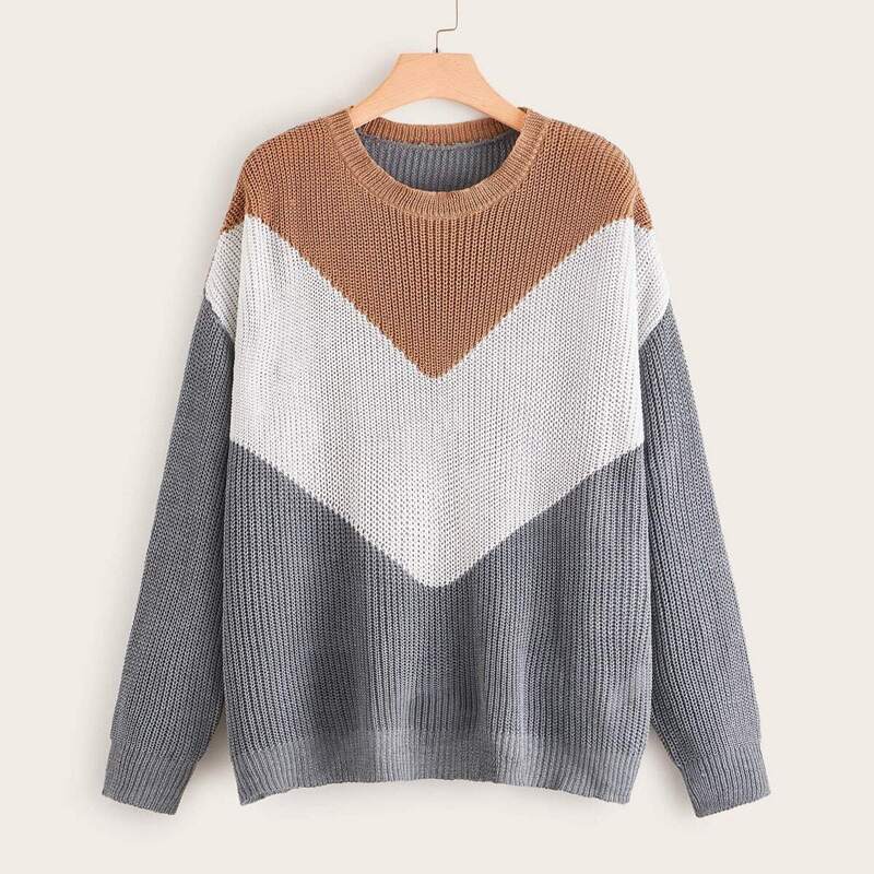 

Plus Cut And Sew Drop Shoulder Sweater, Multicolor