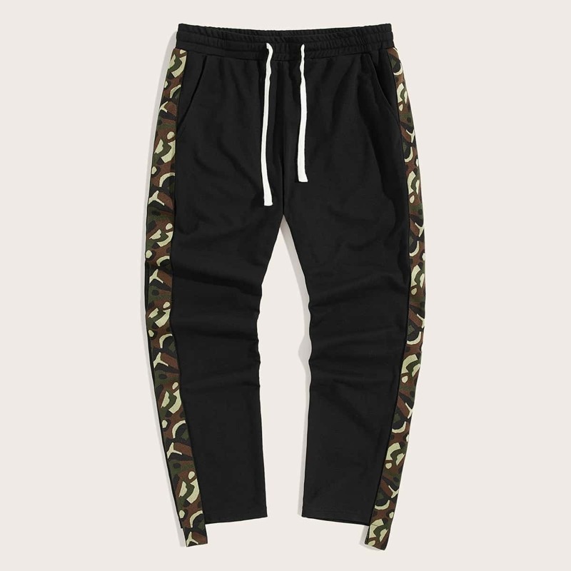 

Guys Camo Panel Drawstring Sweatpants, Black