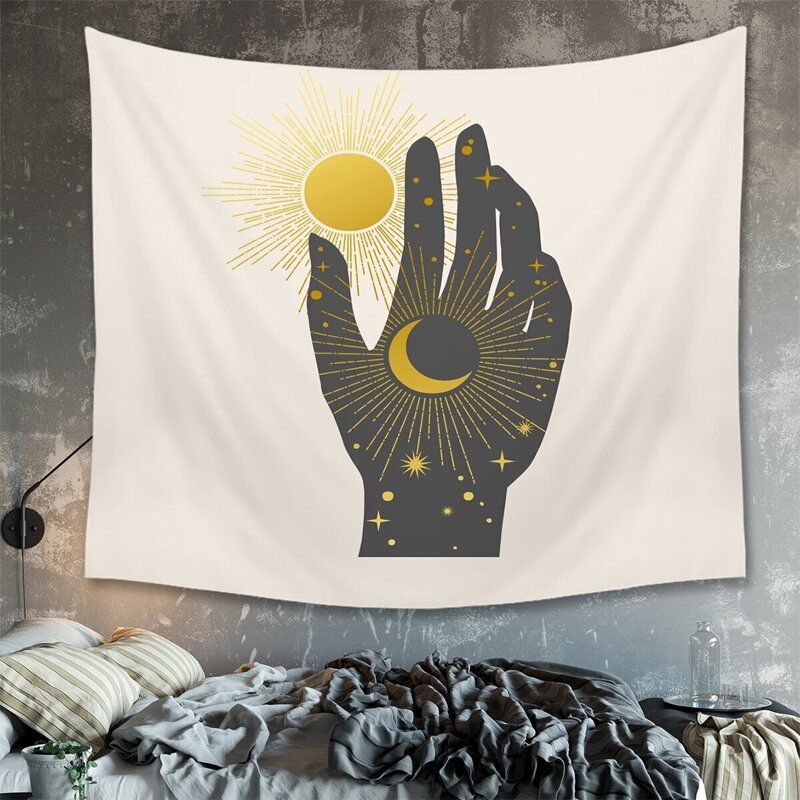 

Hand & Sun & Moon Print Tapestry