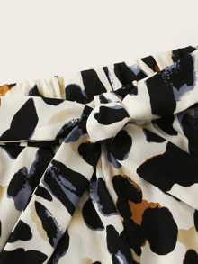 Top con un hombro con shorts de leopardo con cordón delantero - Multicolor - Ver 5