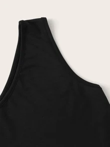 Top con un hombro con shorts de leopardo con cordón delantero - Multicolor - Ver 4