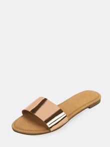 Classic Metallic Slip On Sandals ROSE GOLD - Gold - View 2