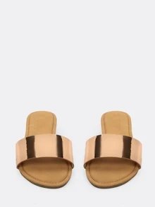 Classic Metallic Slip On Sandals ROSE GOLD - Gold - View 3