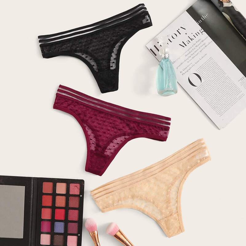 

Mesh Insert Panty Set 3pack, Multicolor