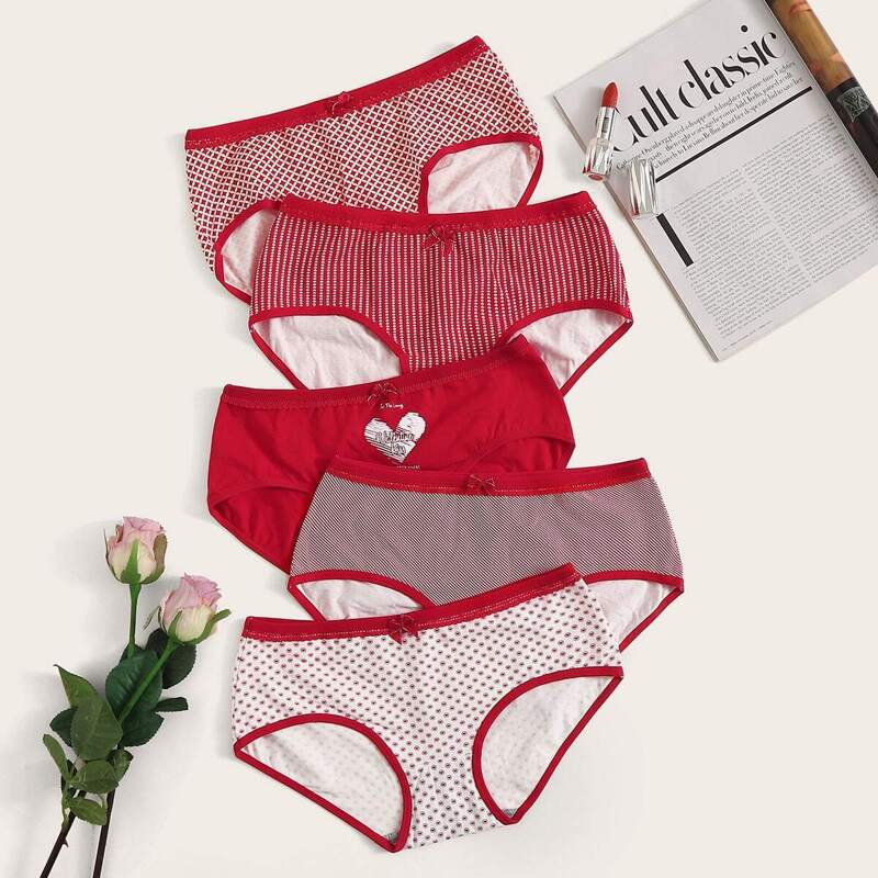 

Mixed Print Panty Set 5pack, Multicolor