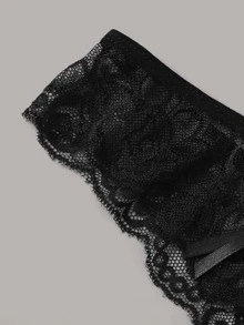 SHEIN 花卉蕾丝镂空内裤套装 3 件装性感内衣 - 彩色 - 查看 4