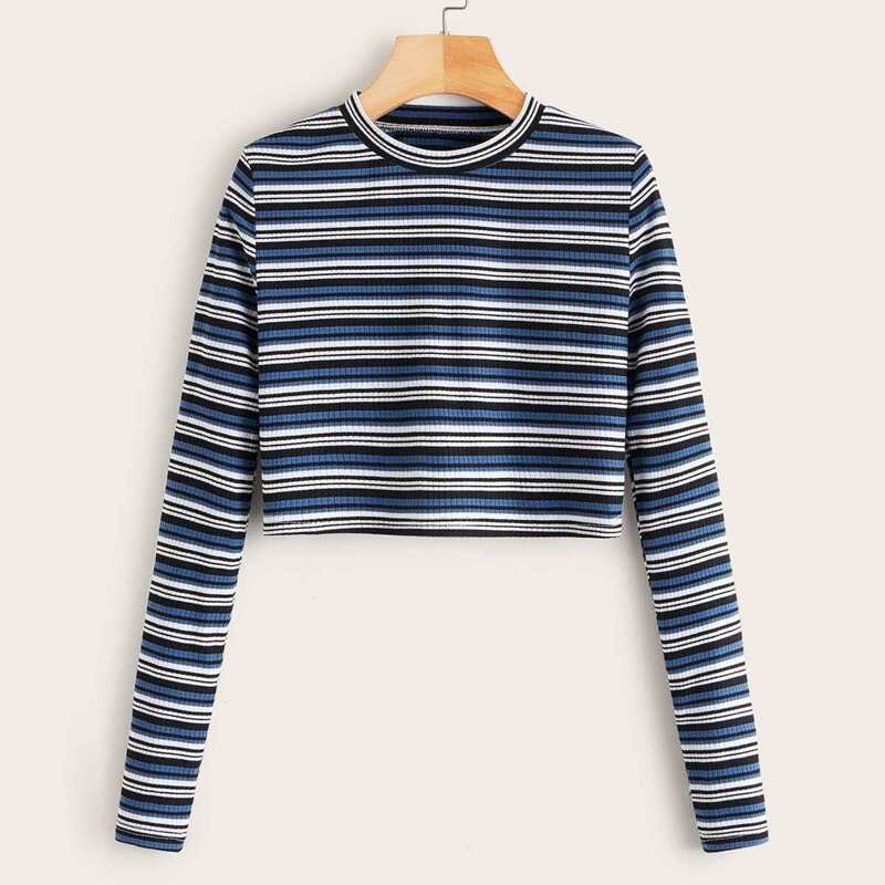 

Multi-Stripe Crop Tee, Multicolor