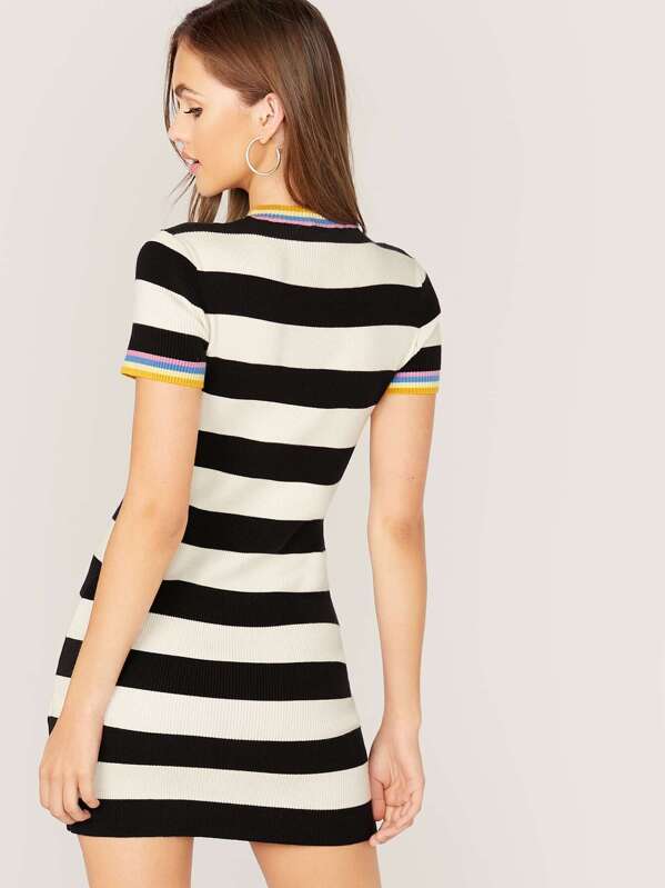 black and white striped jumper dress