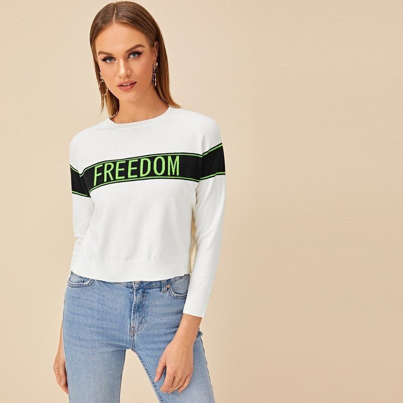 

Neon Letter Panel Sweater, White