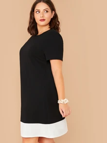 SHEIN LUNE Vestido bajo en contraste - grande - Negro - Ver 3