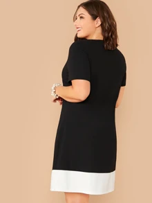 SHEIN LUNE Vestido bajo en contraste - grande - Negro - Ver 2
