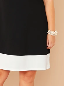SHEIN LUNE Vestido bajo en contraste - grande - Negro - Ver 4