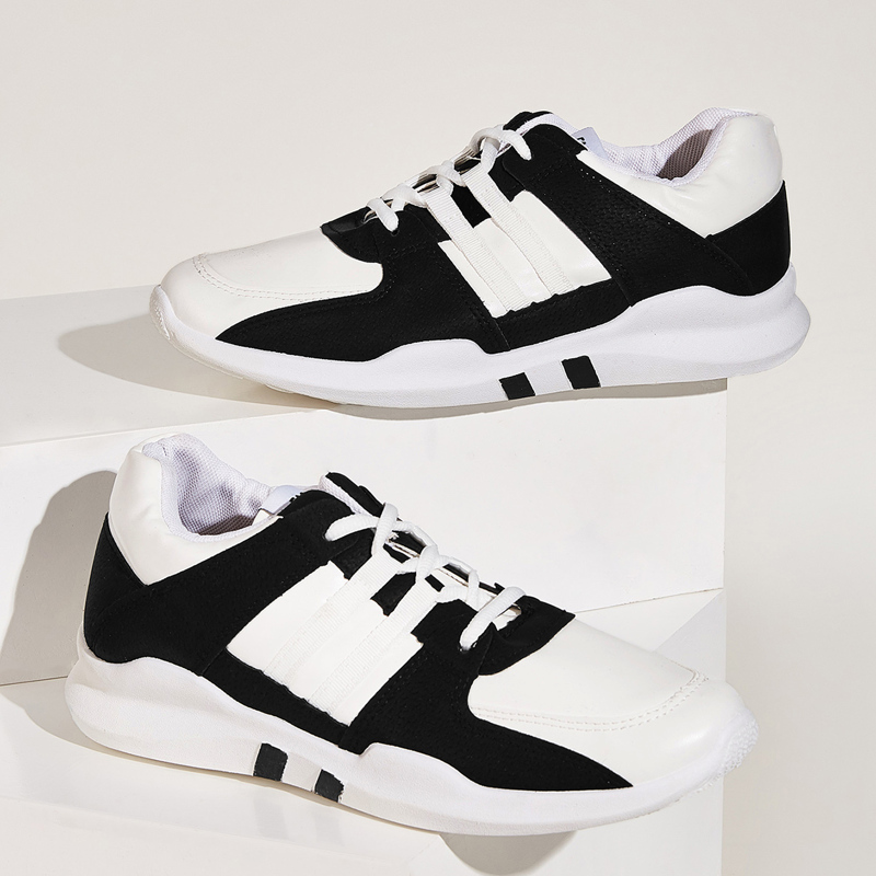 

Guys Two Tone Lace-up Front Sneakers, Black and white