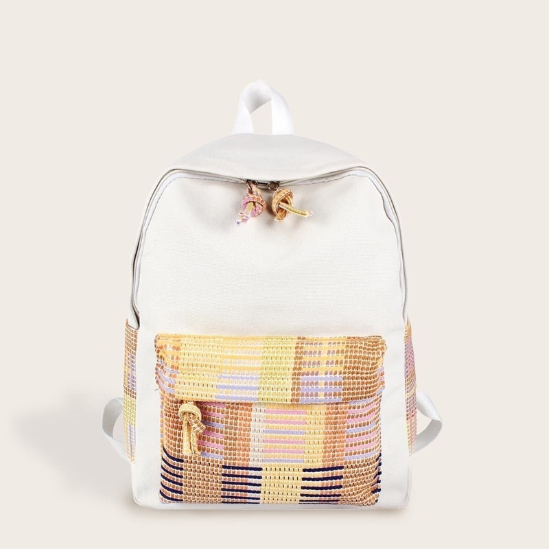 

Pocket Front Canvas Backpack, Multicolor