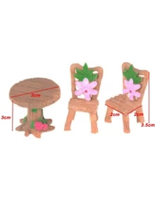 3pcs Cottagecore Style Chair & Table Decorative Object, Mini Ornament For Garden - Multicolor - View 6