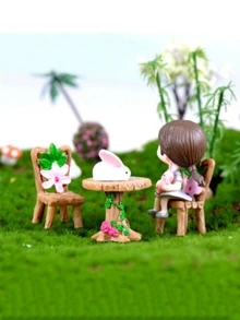 3pcs Cottagecore Style Chair & Table Decorative Object, Mini Ornament For Garden - Multicolor - View 5