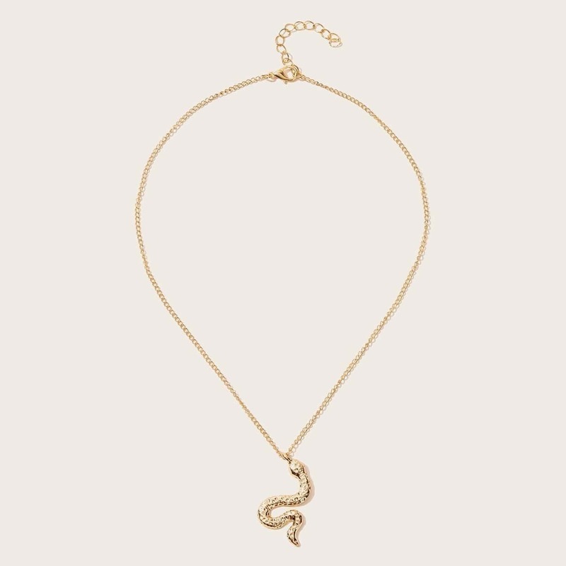 

Textured Snake Decor Chain Necklace, Gold