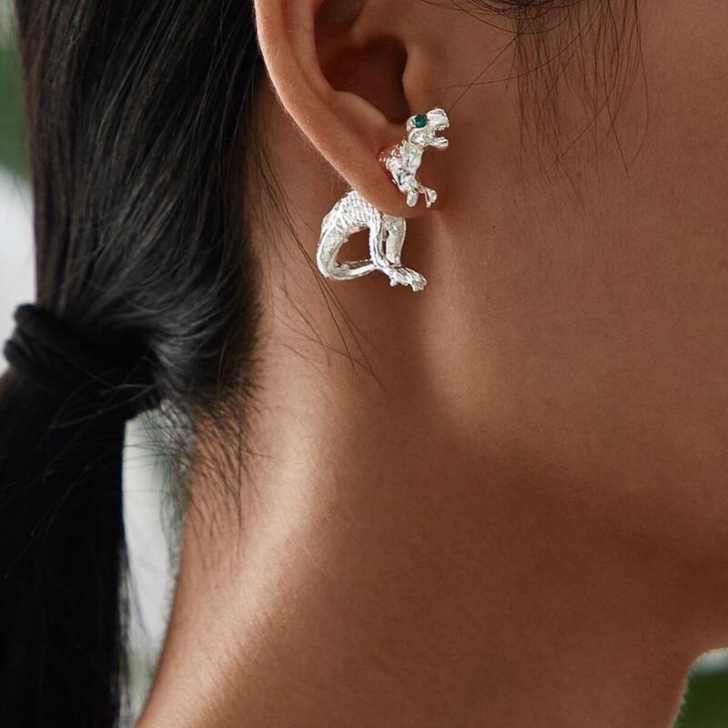 

Dinosaur Design Stud Earrings 1pair, Silver