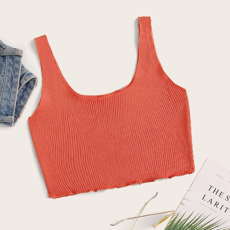 

Lettuce Trim Crop Tank Top, Orange