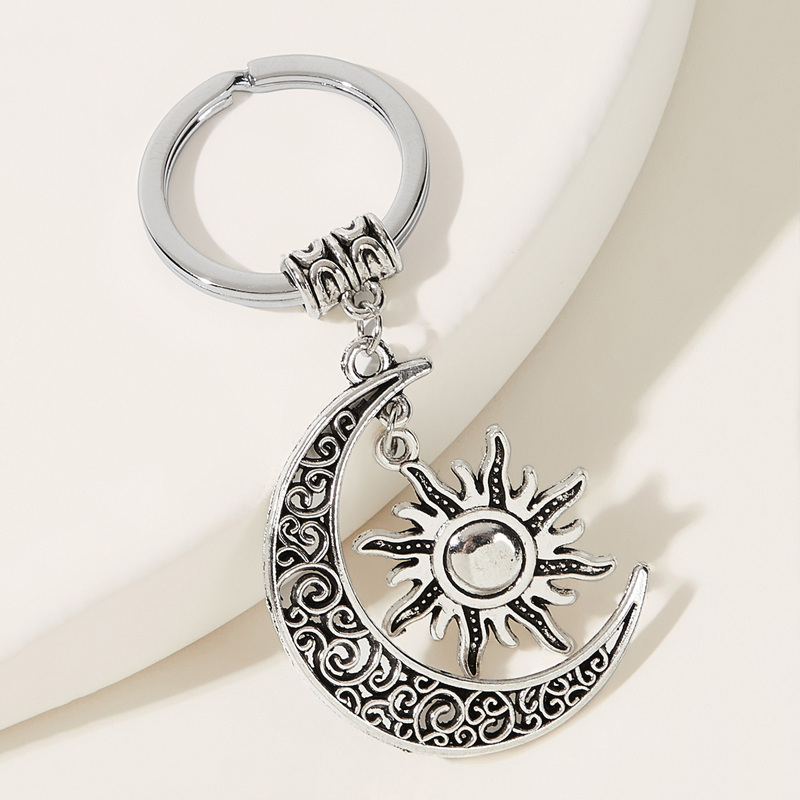 

Sun & Moon Charm Keychain, Silver