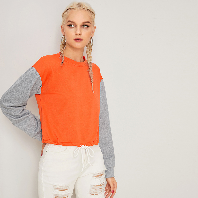 

Two Tone Space Dye Sweatshirt, Orange bright