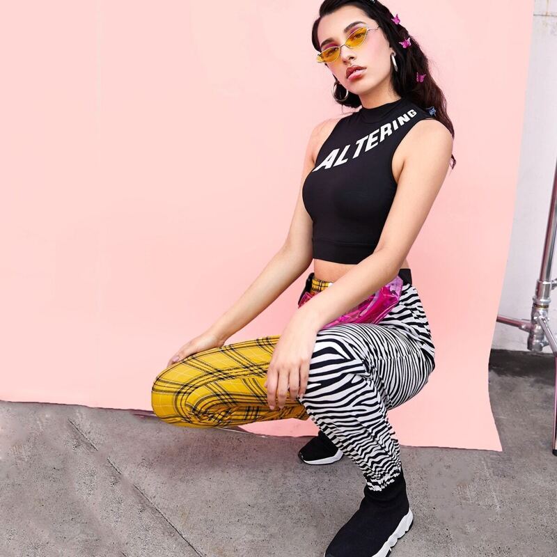 

Plaid and Zebra Print Colorblock Pants, Multicolor