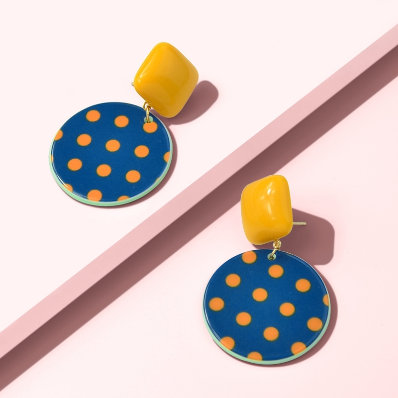 

Polka Dot Round Drop Earrings 1pair, Multicolor