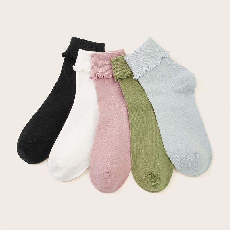 

Ruffle Trim Socks 5pairs, Multicolor