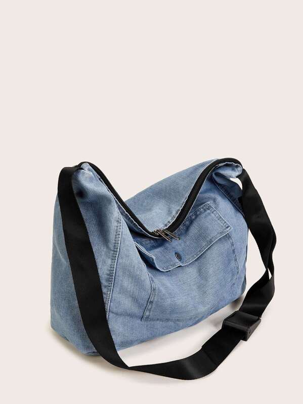 Pocket Front Denim Tote Bag