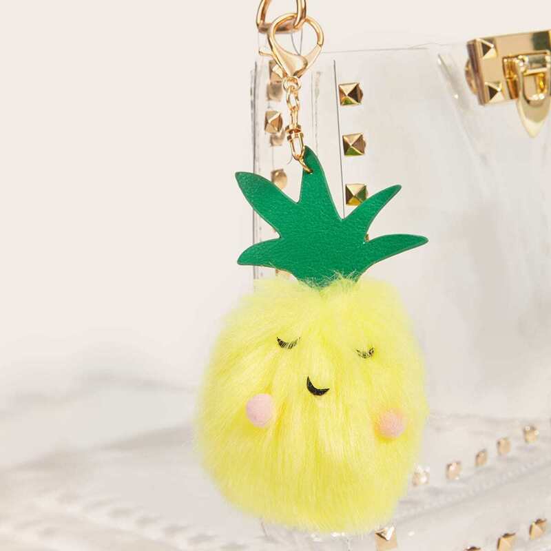 

Fluffy Pineapple Shaped Bag Accessory, Yellow