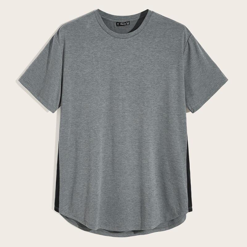 

Guys Contrast Sideseam Heathered Knit Tee, Grey
