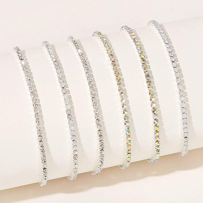 

Rhinestone Engraved Elastic Bracelet 6pcs