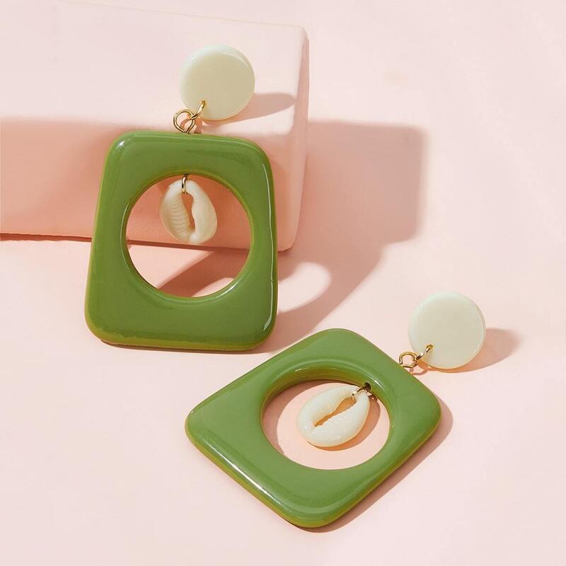 

Shell Decor Open Geometric Drop Earrings 1pair, Multicolor