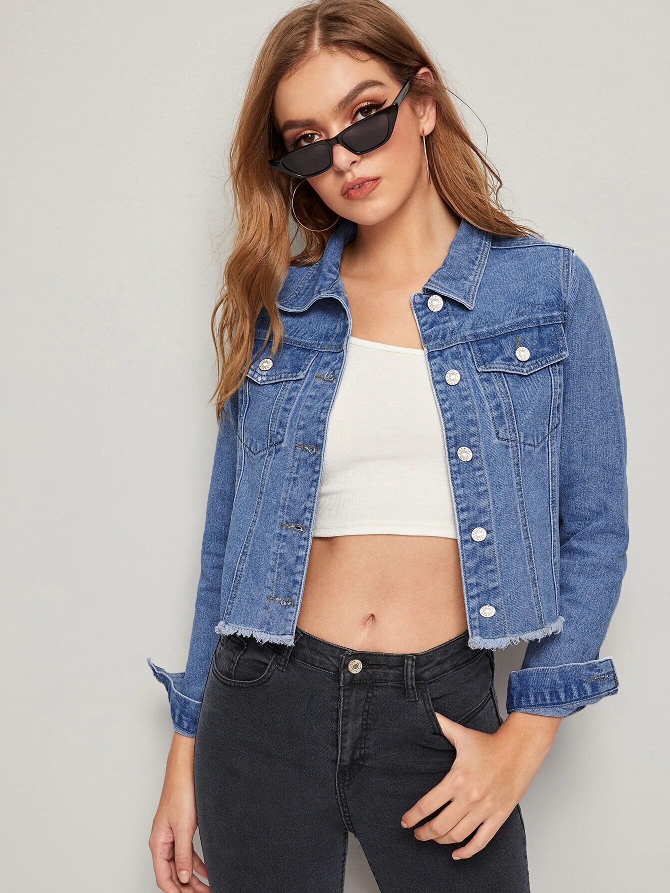Veste en jean avec poches SHEIN