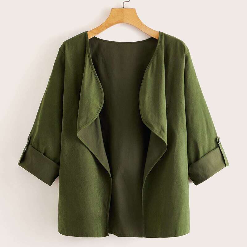 

Tab Sleeve Duster Coat, Army green