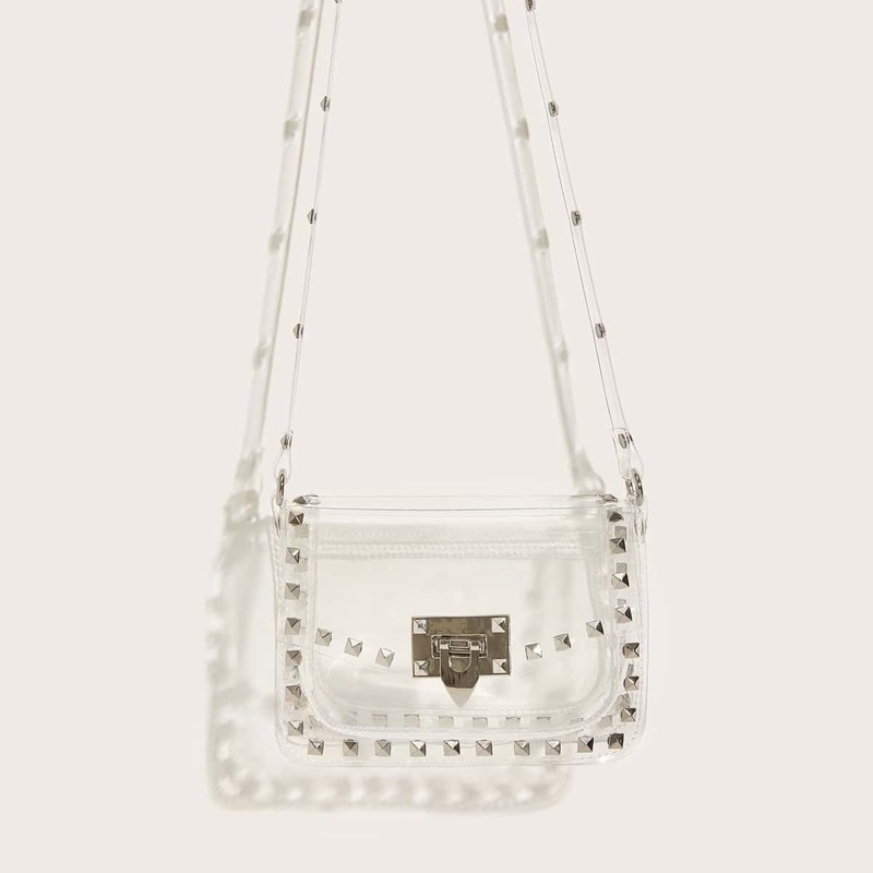 

Studded Decor Clear Crossbody Bag
