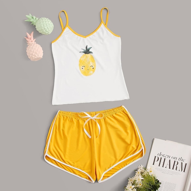 

Pineapple Print Cami PJ Set, Multicolor