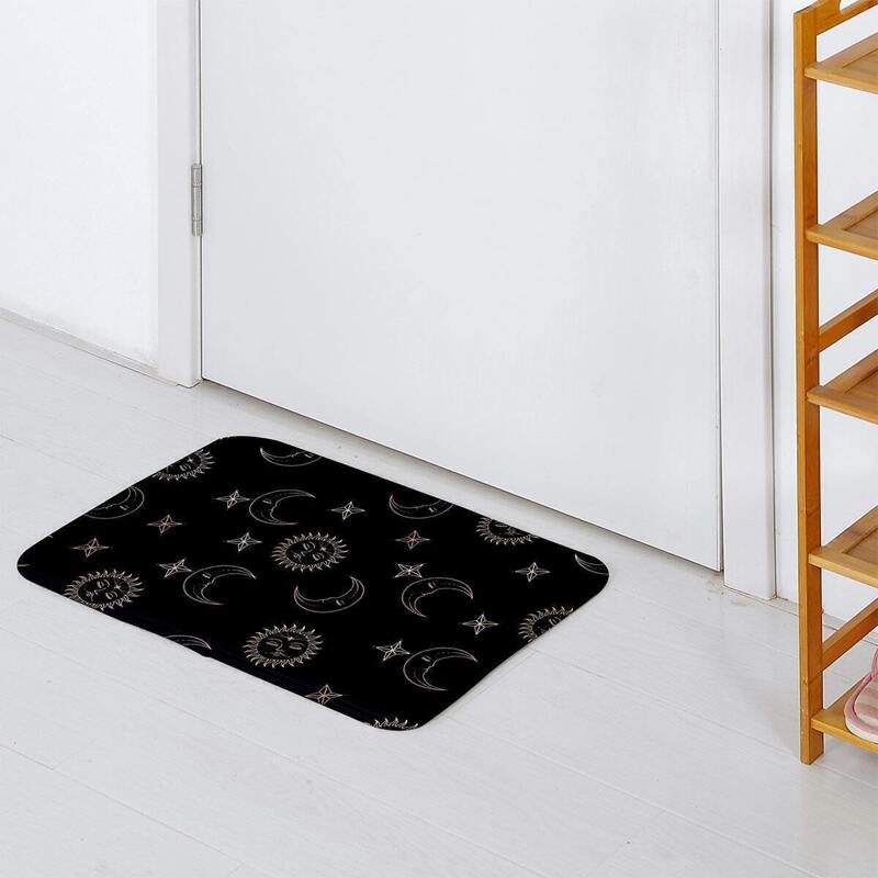 

Sun & Moon Print Floor Mat, Black